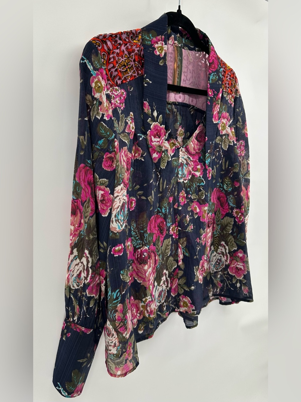 Aratta Silent Journey Floral Velvet Burnout Blouse S Boho Whimisigoth Romantic - Picture 4 of 12